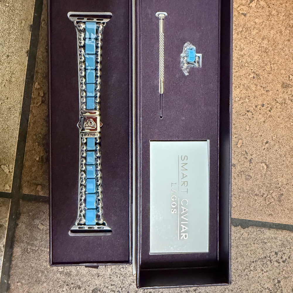 LAGOS Silver Beaded Bracelet Band with Turquoise Inlay for Smartwatch - Picture 6 of 6